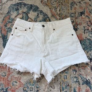 Abercrombie High-Rise 90s cutoff Denim Shorts - white